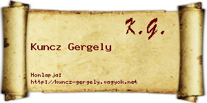 Kuncz Gergely névjegykártya